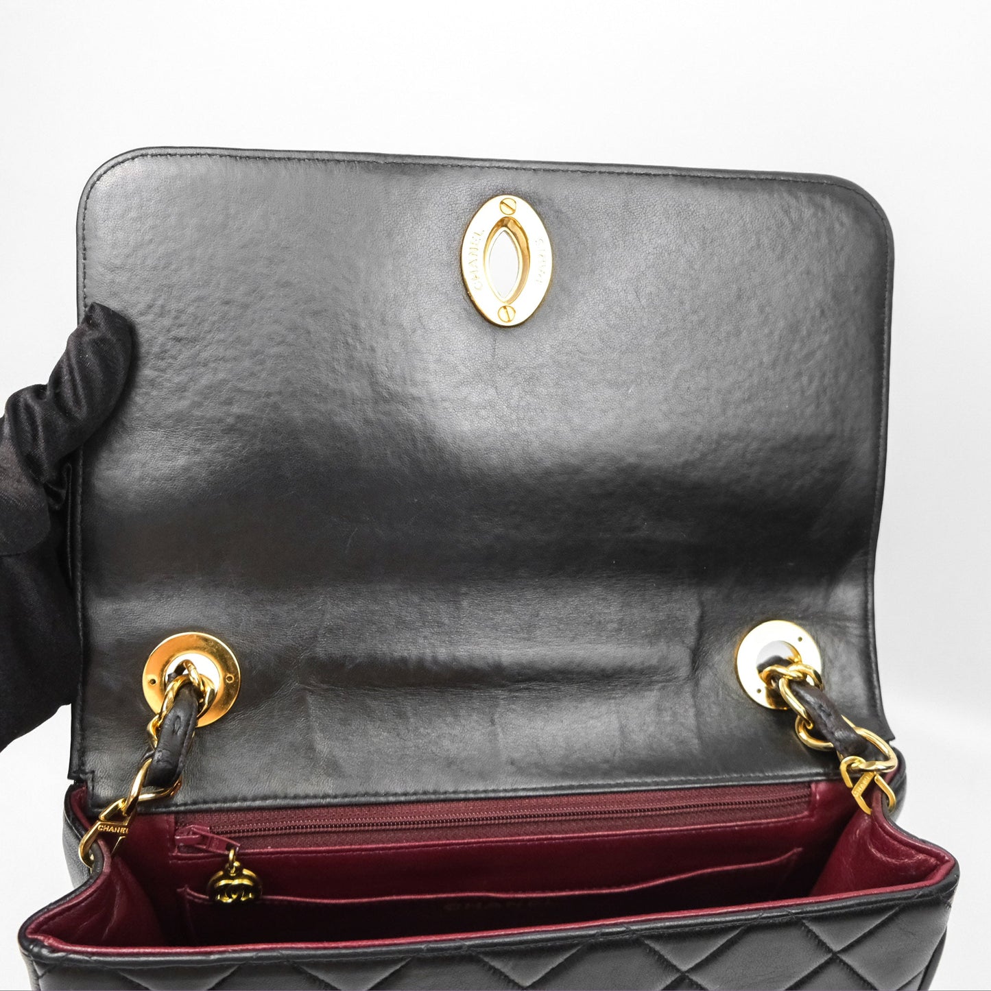 Chanel Vintage Flap Bag Black Lambskin 24K Gold Hardware