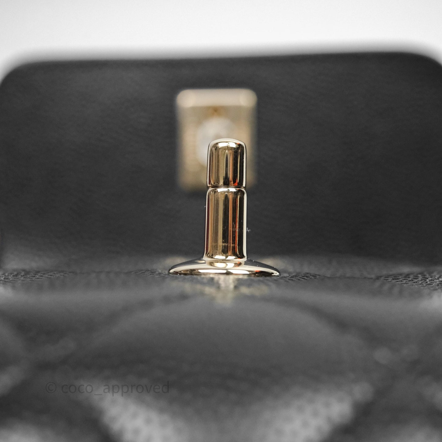 Chanel Nano Coco Handle Clutch Quilted Black Caviar Gold Hardware