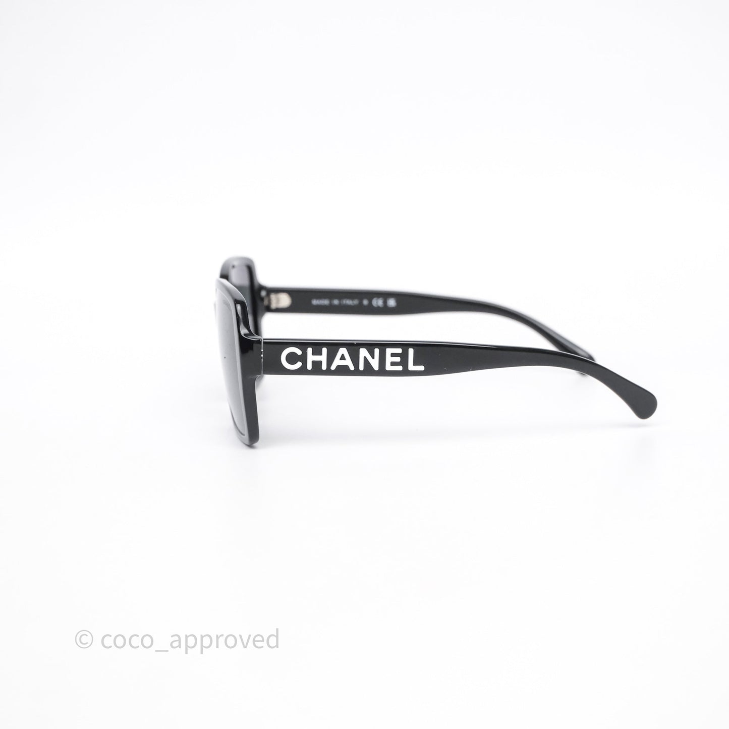 Chanel White Logo Sunglasses Black