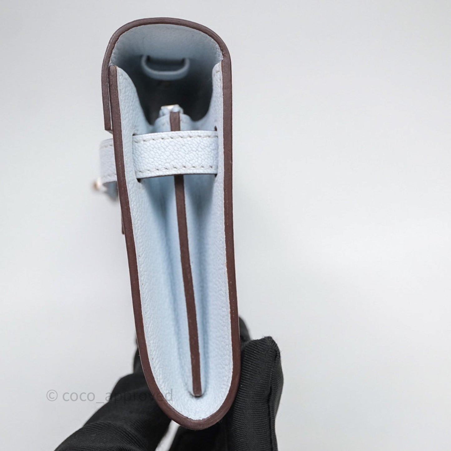 Hermès Kelly To Go Bleu Brume T0 Chèvre Mysore Palladium Hardware