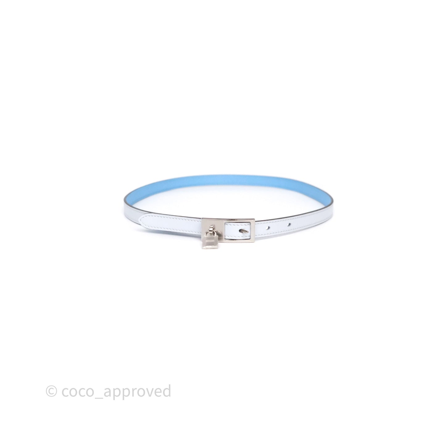 Hermès Lucky 15 Light Blue Reversible Swift/Epsom Belt Palladium Hardware