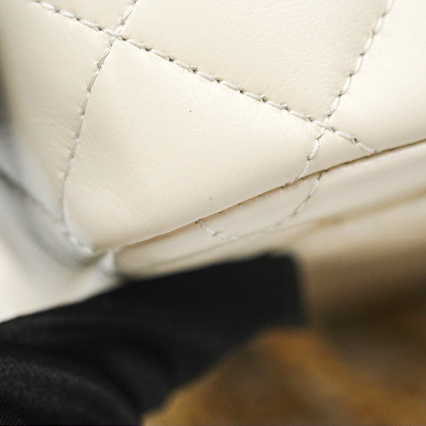 Chanel Top Handle White Lambskin Gold Hardware