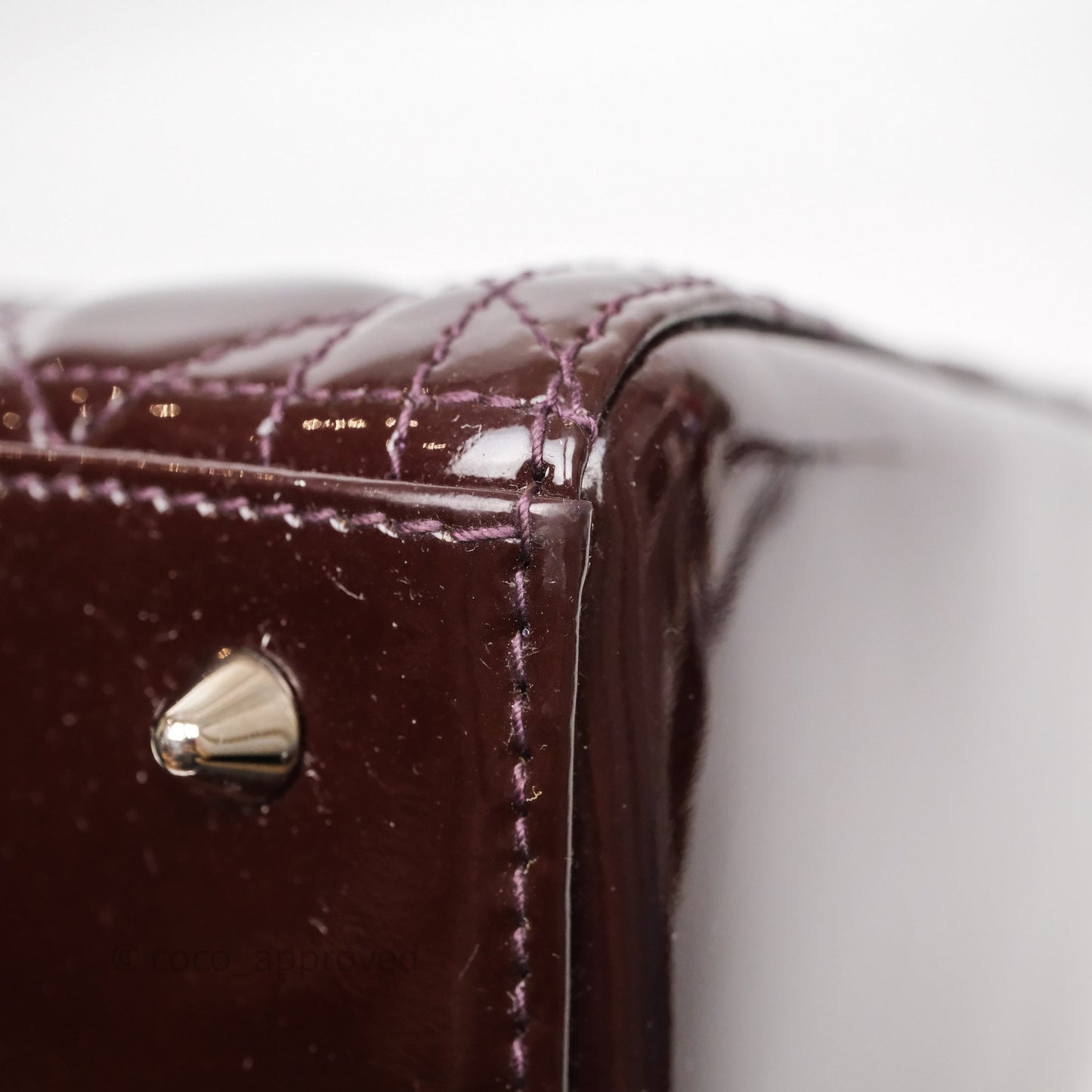 Christian Dior Medium Lady Dior Burgundy Patent Silver Hardware