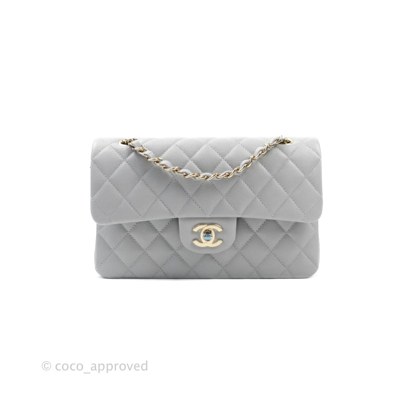 Chanel Classic Small S/M Flap Grey Caviar Gold Hardware