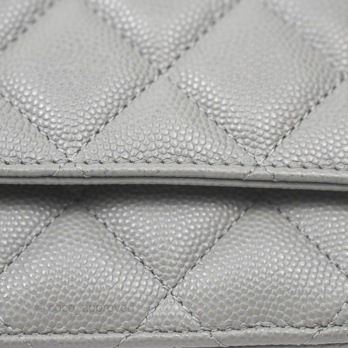 Chanel Classic Quilted Wallet On Chain WOC Grey Caviar Gold Hardware