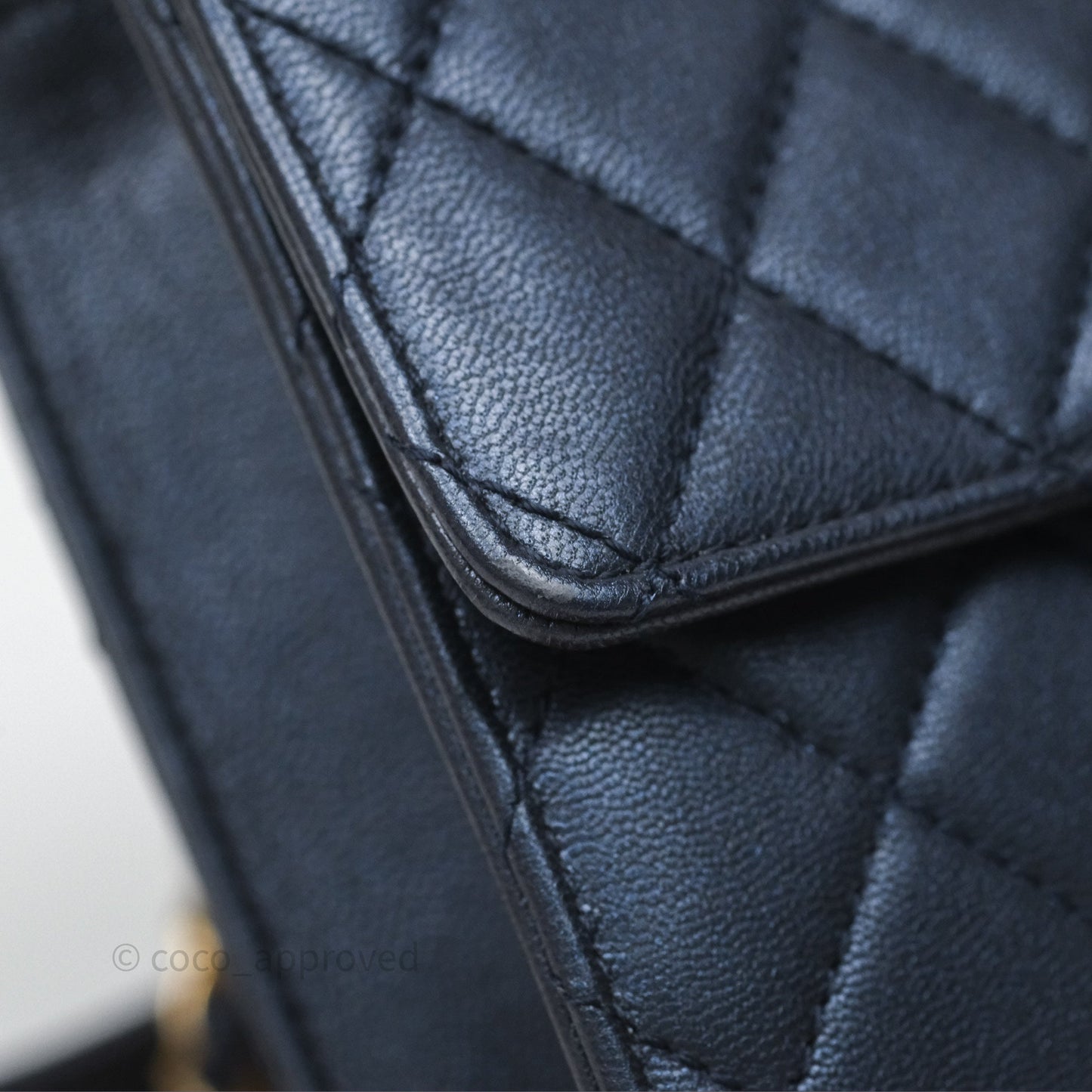Chanel Quilted Chic Pearls Flap Iridescent Navy Goatskin Aged Gold Hardware