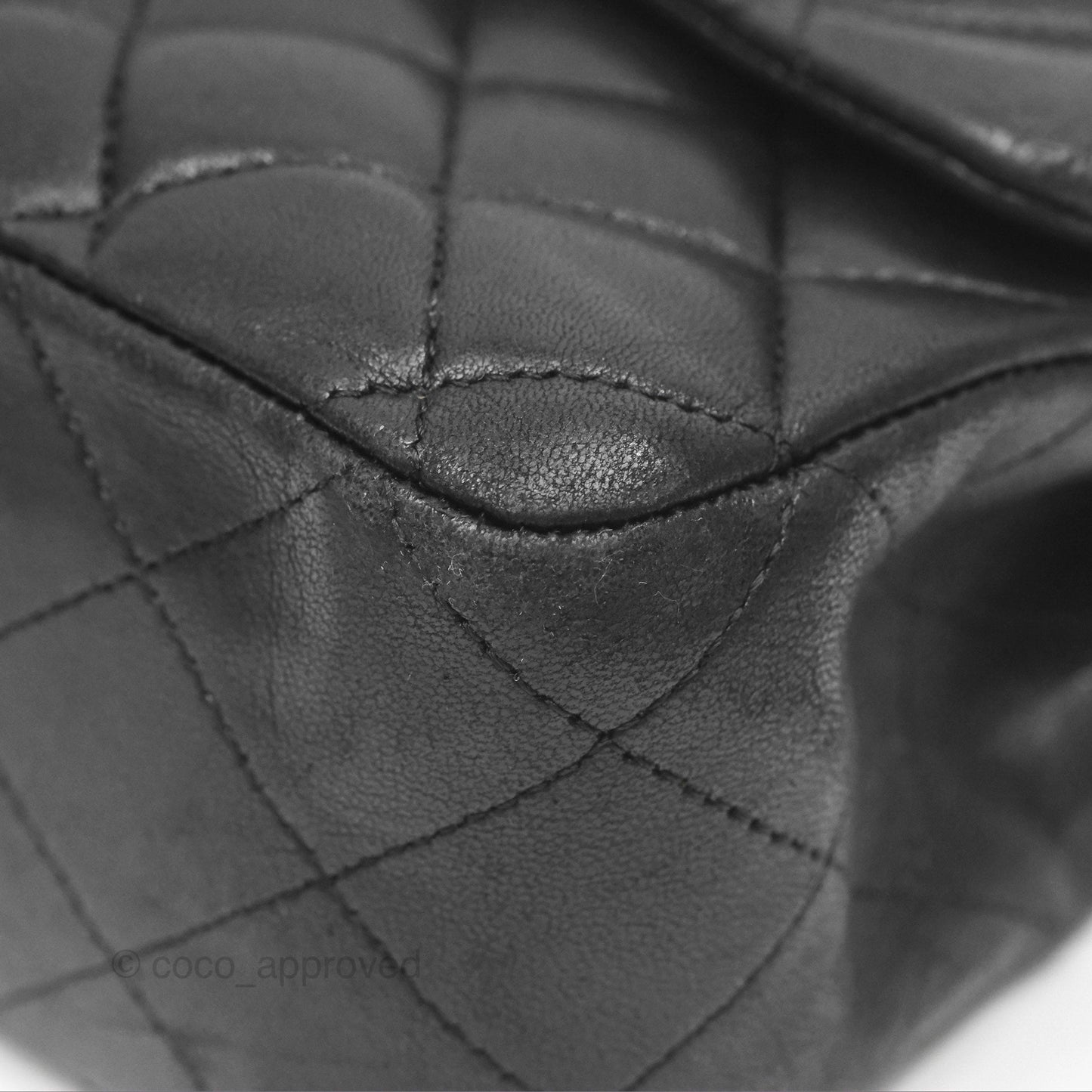 Chanel Classic M/L Medium Flap Quilted Black Lambskin Silver Hardware