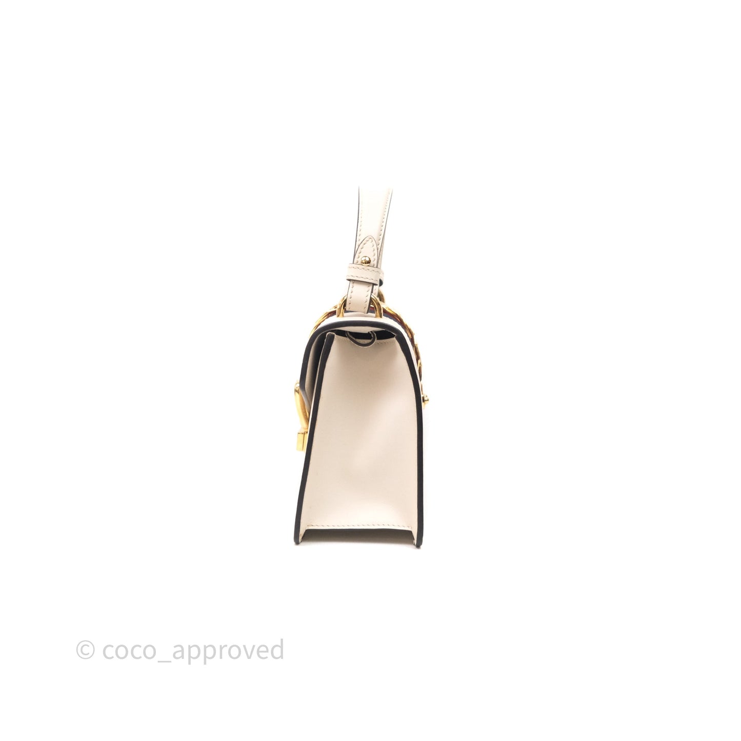 Gucci Mini Sylvie Top Handle White Calfskin Shoulder Bag⁣ ⁣⁣⁣⁣⁣⁣⁣⁣⁣⁣⁣⁣⁣⁣⁣⁣With Strap