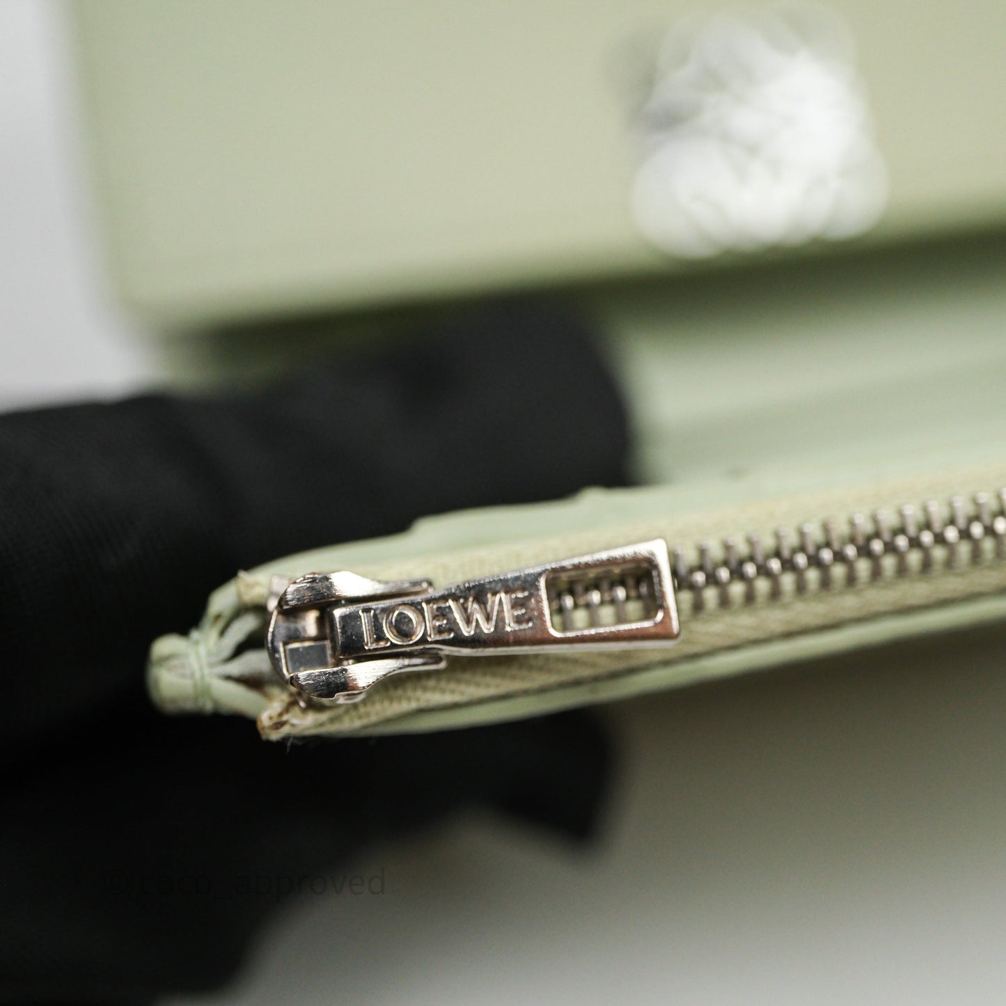 Loewe Anagram Small Vertical Wallet Green Silver Hardware