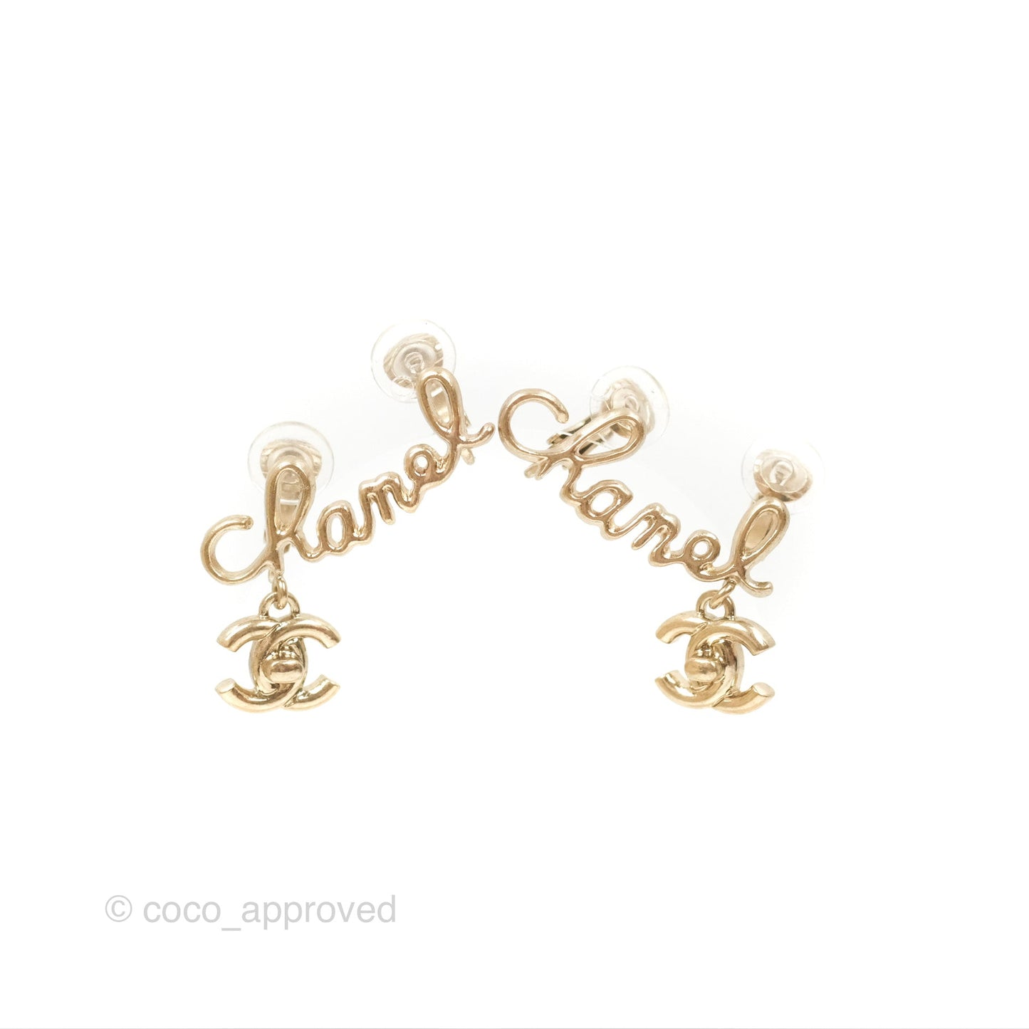Chanel Logo CC Turnlock Ear Clips Gold Tone 21P