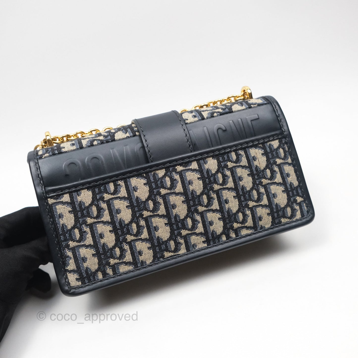 Dior 30 Montaigne East-West Bag With Chain Blue Dior Oblique Jacquard