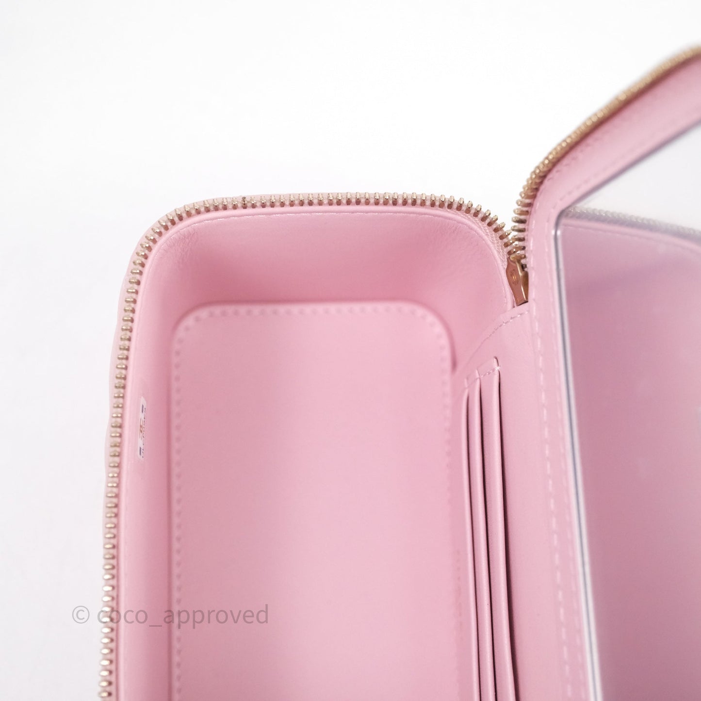 Chanel Vanity with Multicolor Resin Chain Pink Lambskin Aged Gold Hardware