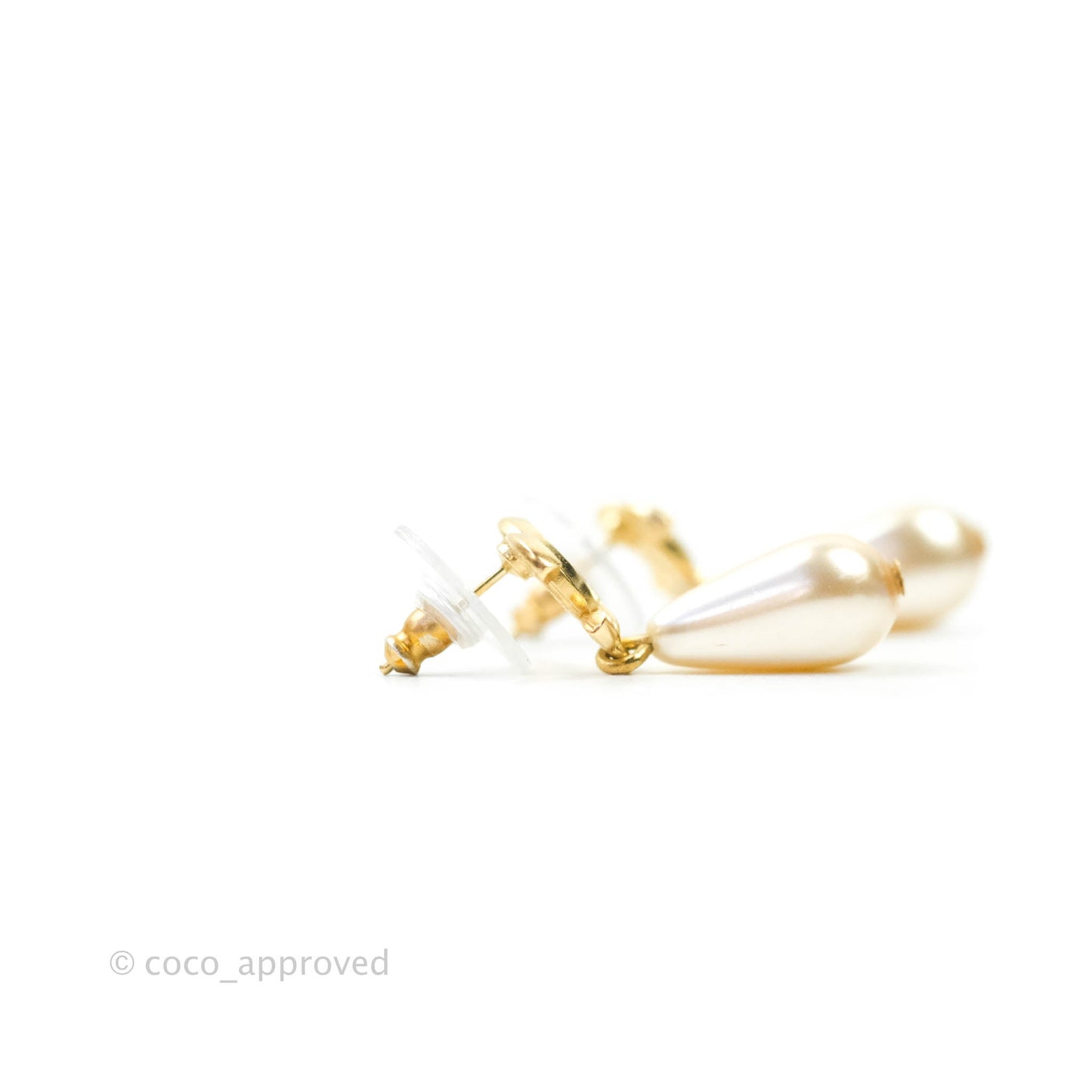 Chanel CC Drop Crystal Earrings Gold Tone 20A