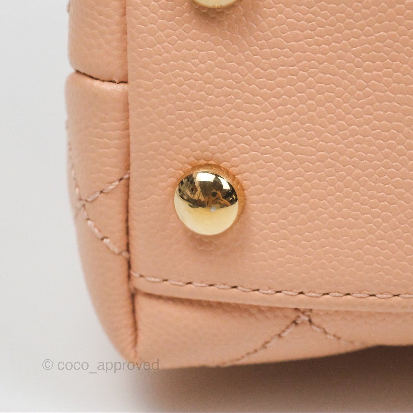 Chanel Quilted Mini Coco Handle Caviar Pink Beige Gold Hardware
