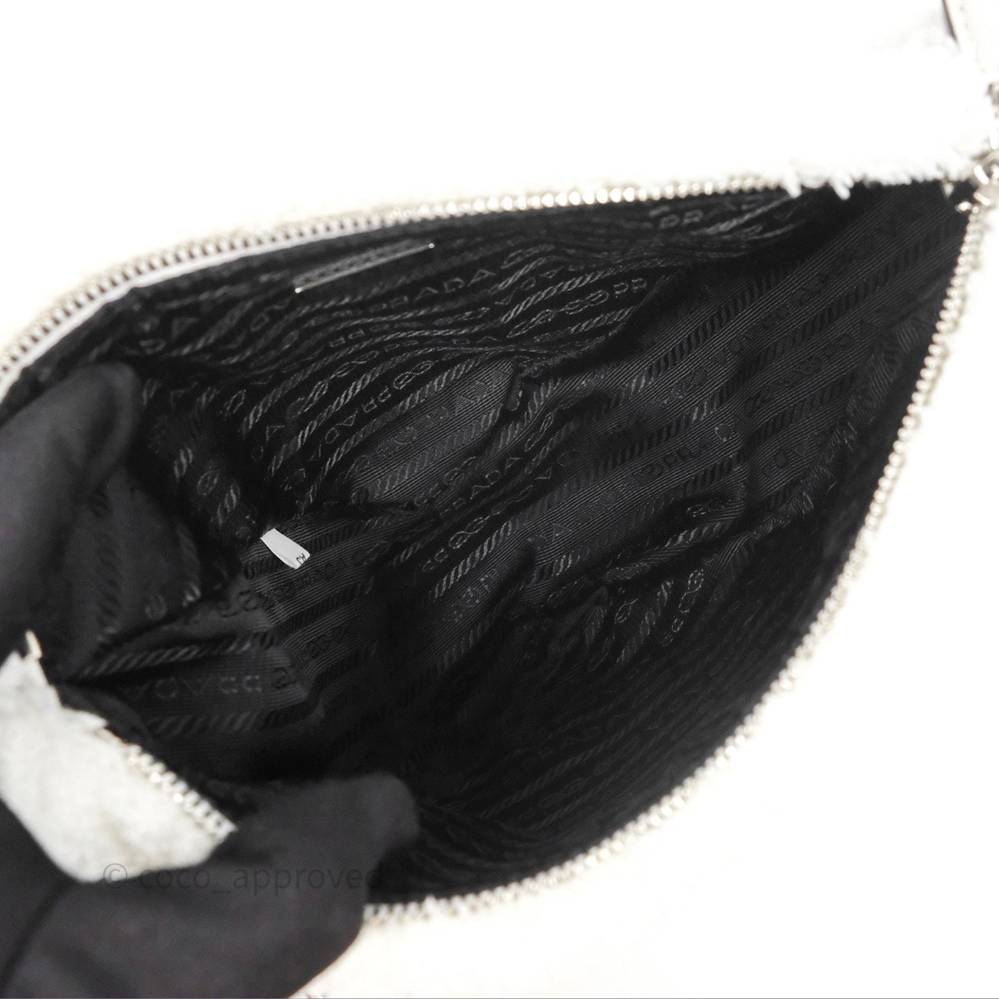 Prada Spugna Triangle White Bag