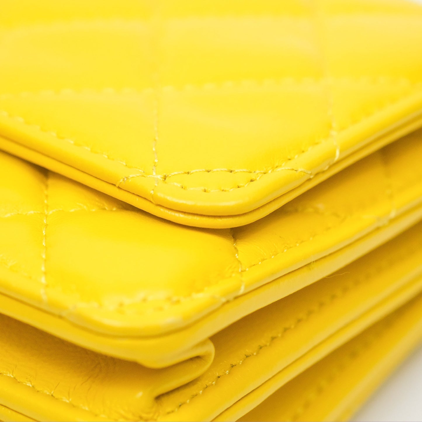 Chanel Lacquered Chain Mini WOC Yellow Lambskin