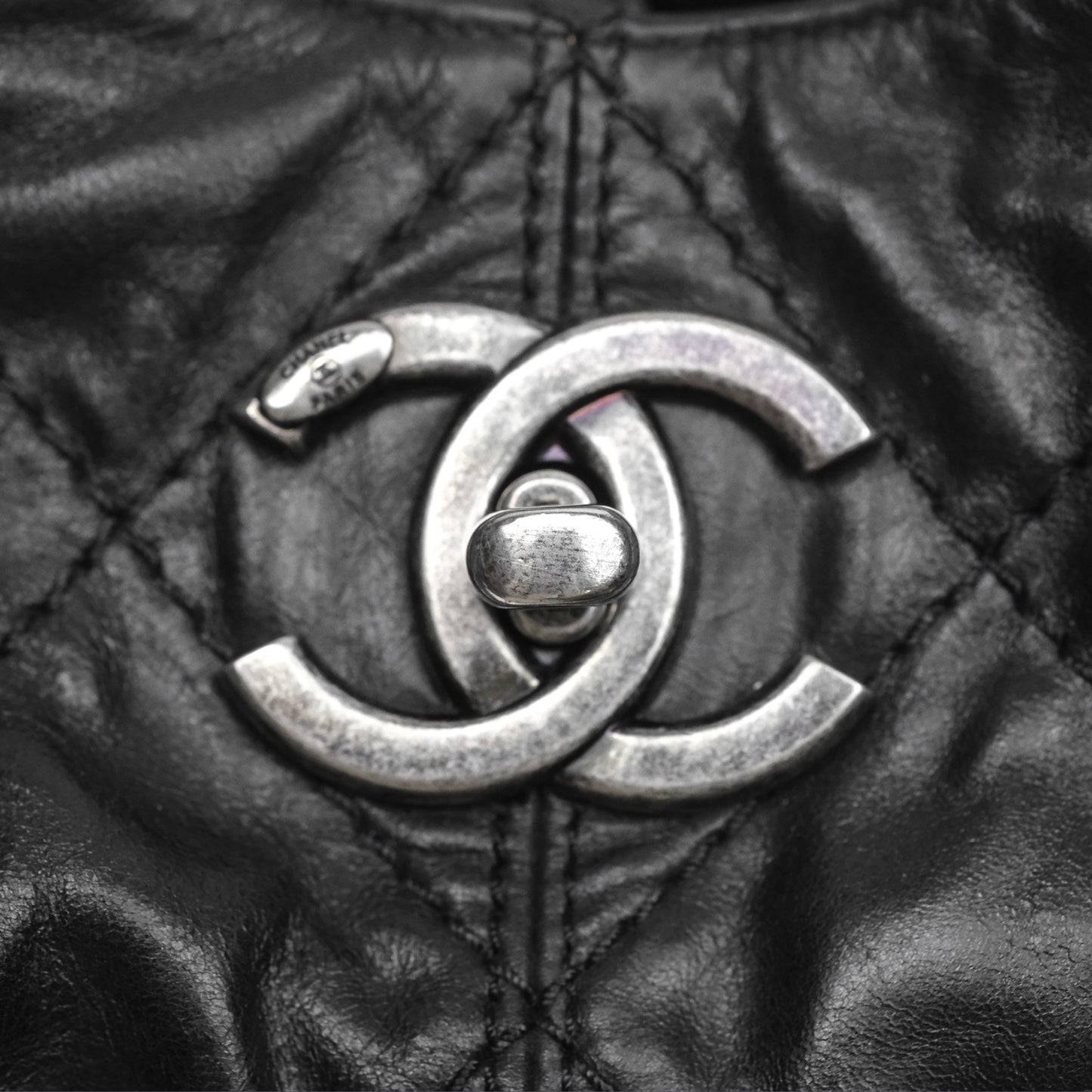 Chanel Quilted Coco Supple Hobo Black Aged Calfskin Ruthenium Hardware