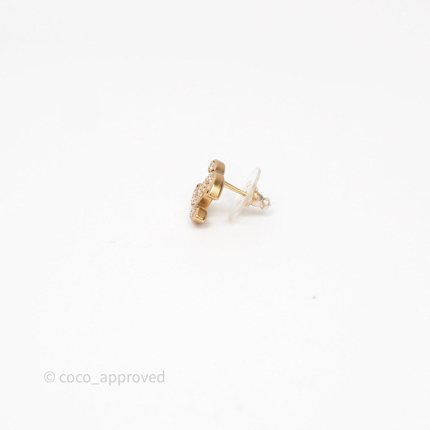 Chanel Crystal CC Earrings Gold Tone 21C