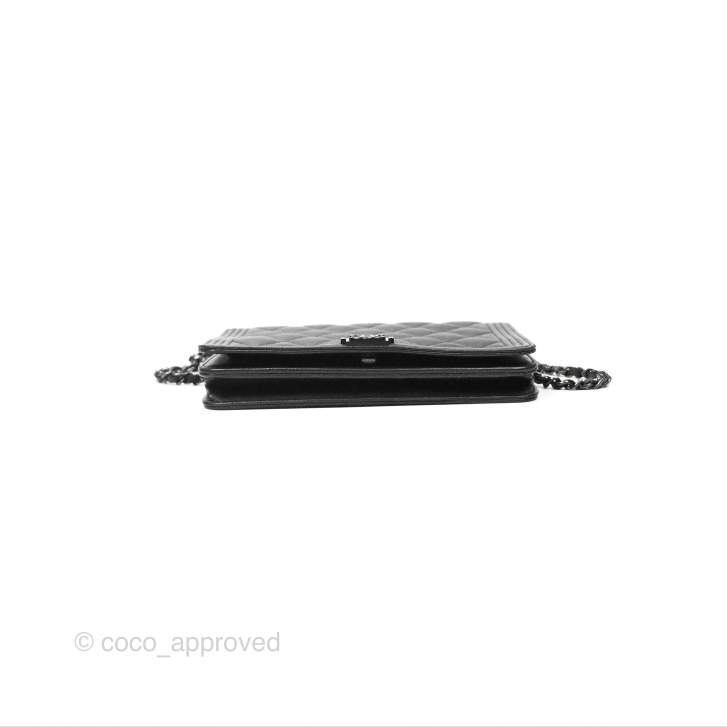 Chanel Quilted Boy Wallet on Chain WOC So Black Caviar