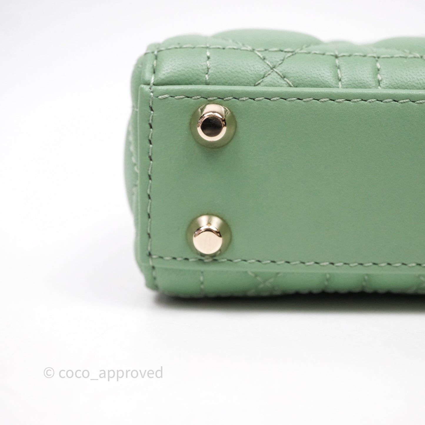 Christian Dior Micro Lady Dior Green Lambskin Cannage Gold Hardware