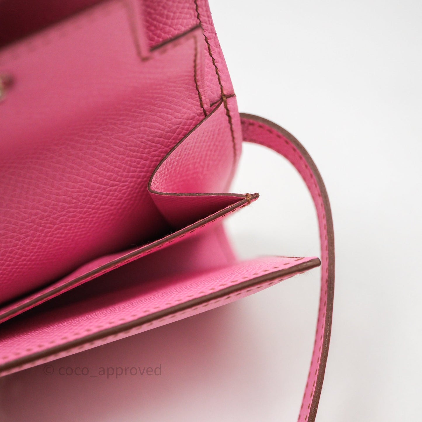 Hermès Kelly Wallet Bubblegum Epsom Palladium Hardware