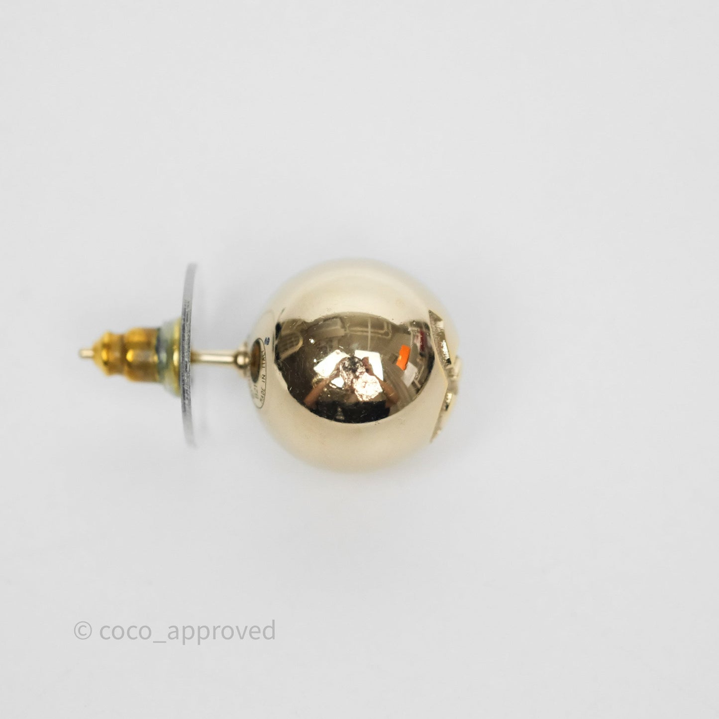 Chanel CC Sphere Earrings Gold Tone 21S