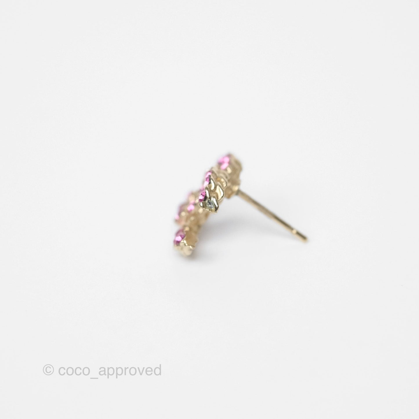 Chanel Crystal CC Earrings Gold Tone 17P
