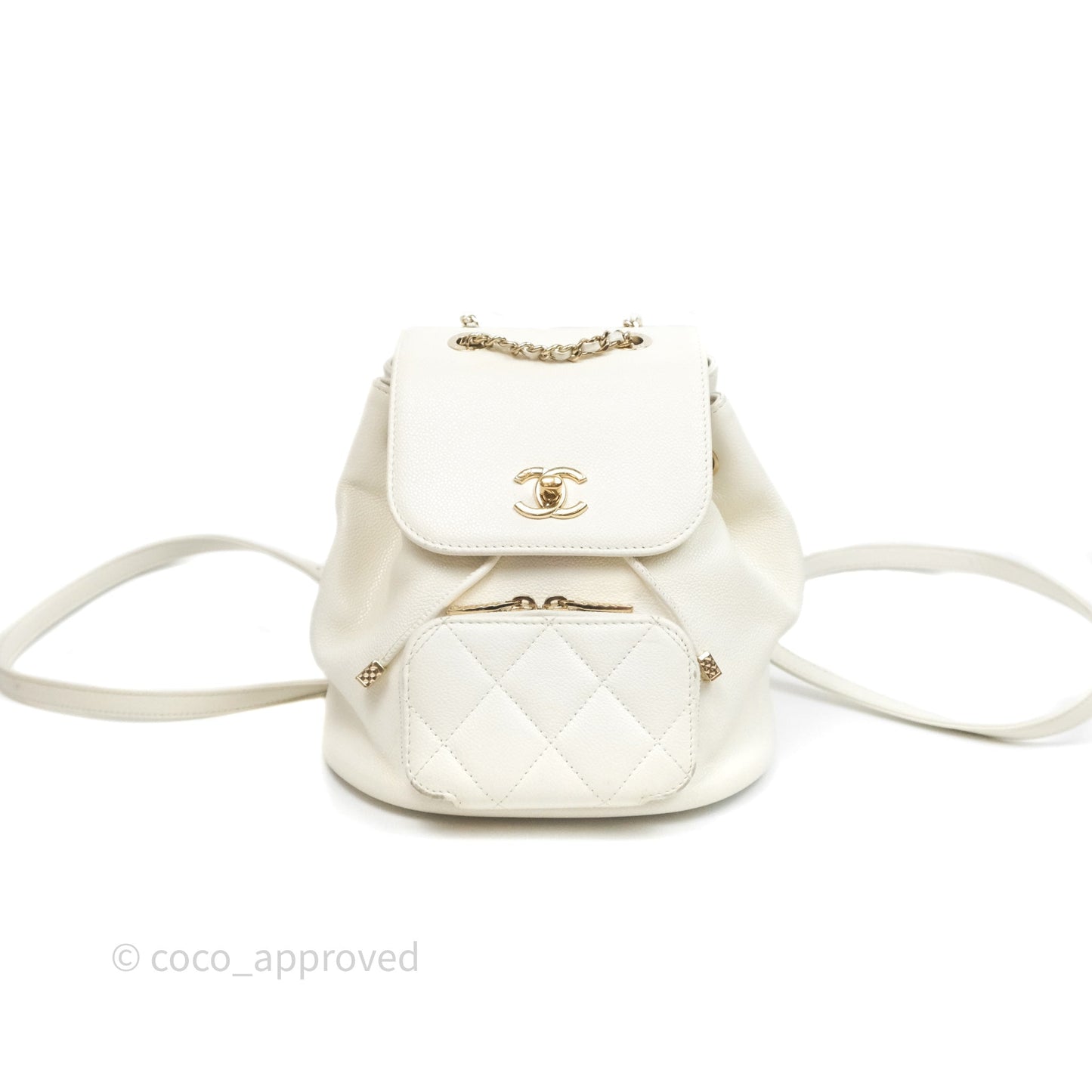 Chanel Quilted Business Affinity Backpack Ivory White Caviar Gold Hardware