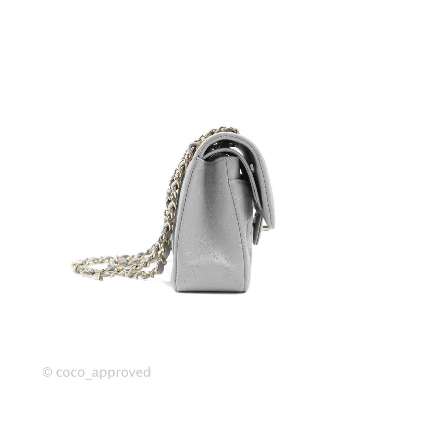 Chanel Classic Small S/M Flap Grey Caviar Gold Hardware