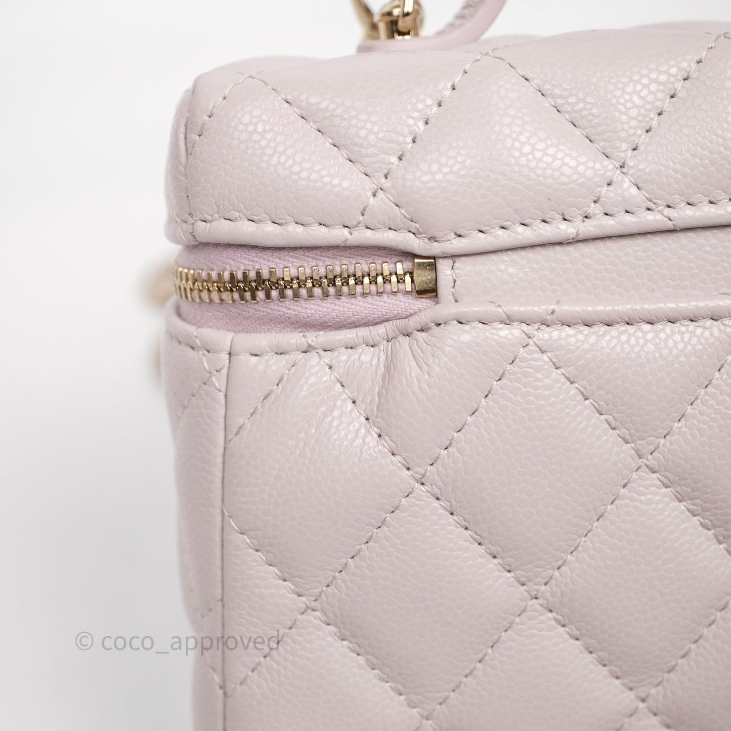 Chanel Top Handle Long Vanity with Chain Lilac Caviar Gold Hardware