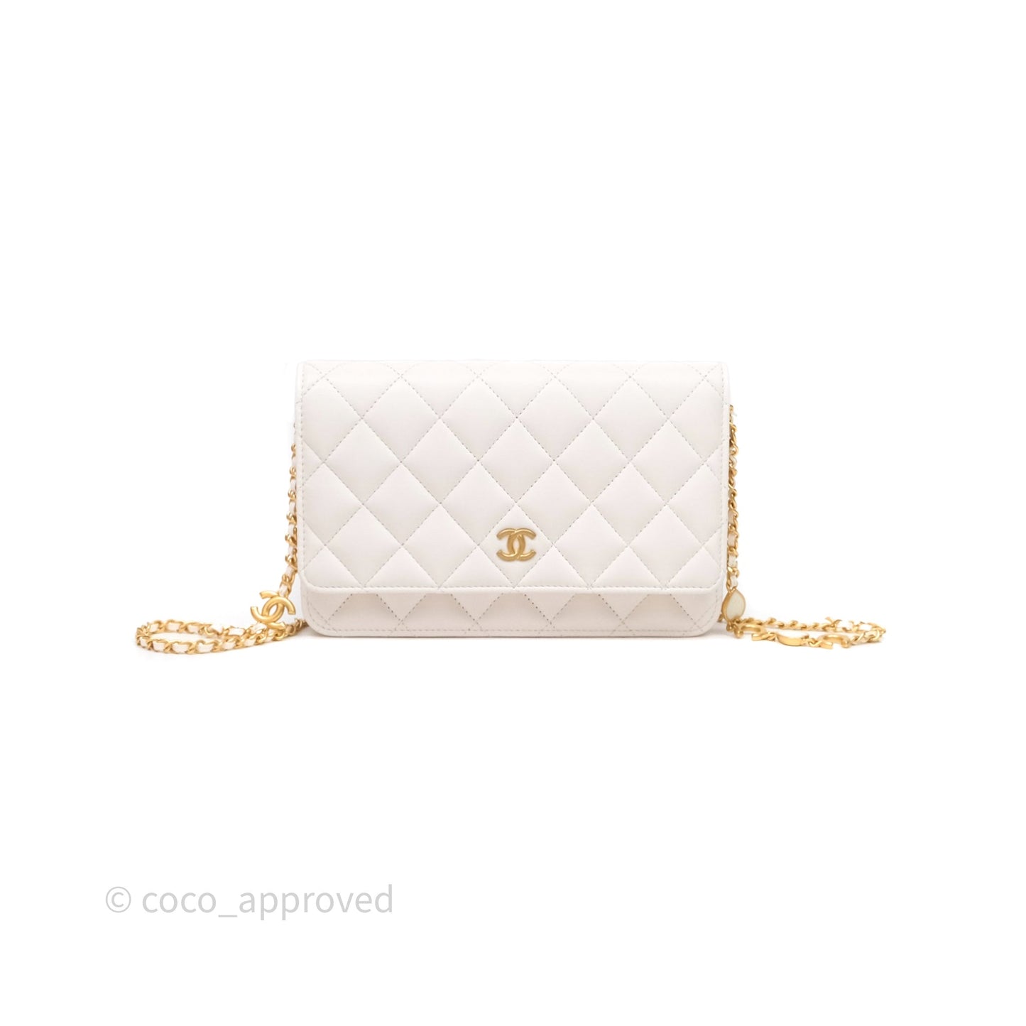 Chanel Coco Heart Chain WOC Ivory White Lambskin Aged Gold Hardware 22K