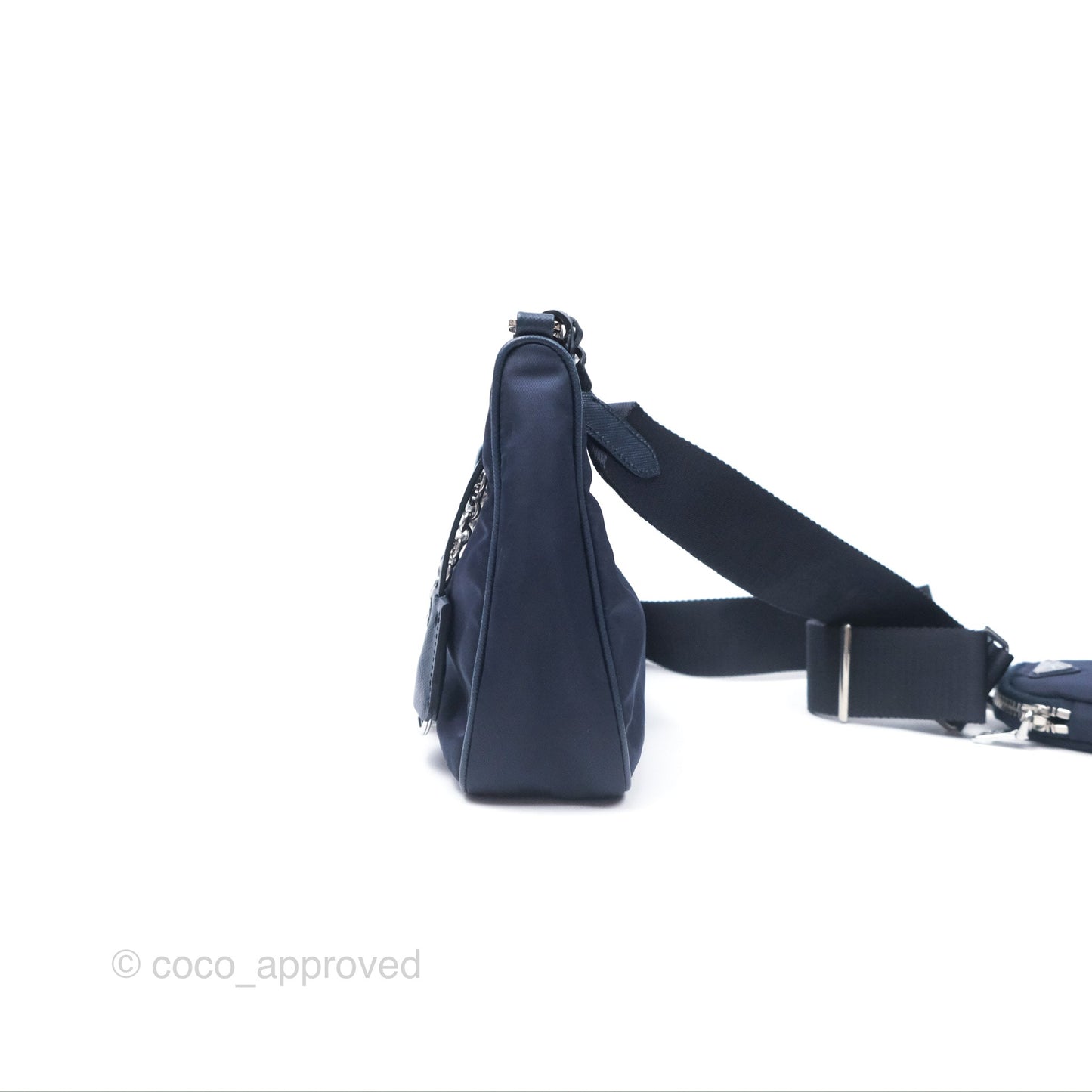 Prada Nylon Re-Edition 2005 Shoulder Bag Navy Blue Silver Hardware