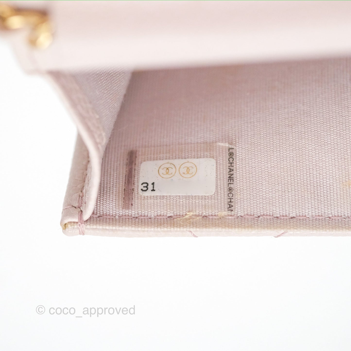 Chanel Miss Coco Clutch With Chain Quilted Lilac Pink Caviar Gold Hardware