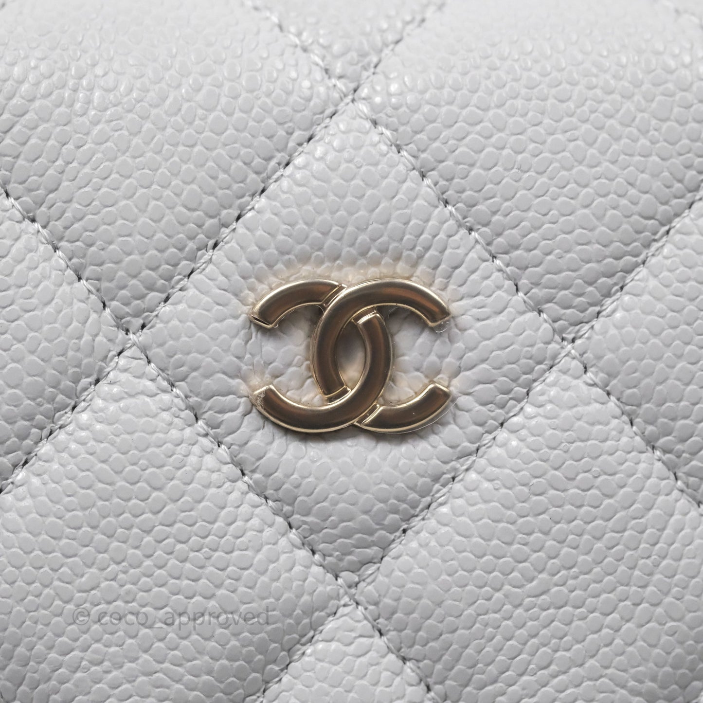 Chanel Quilted Hobo With Chain Light Grey Caviar Gold Hardware 25C