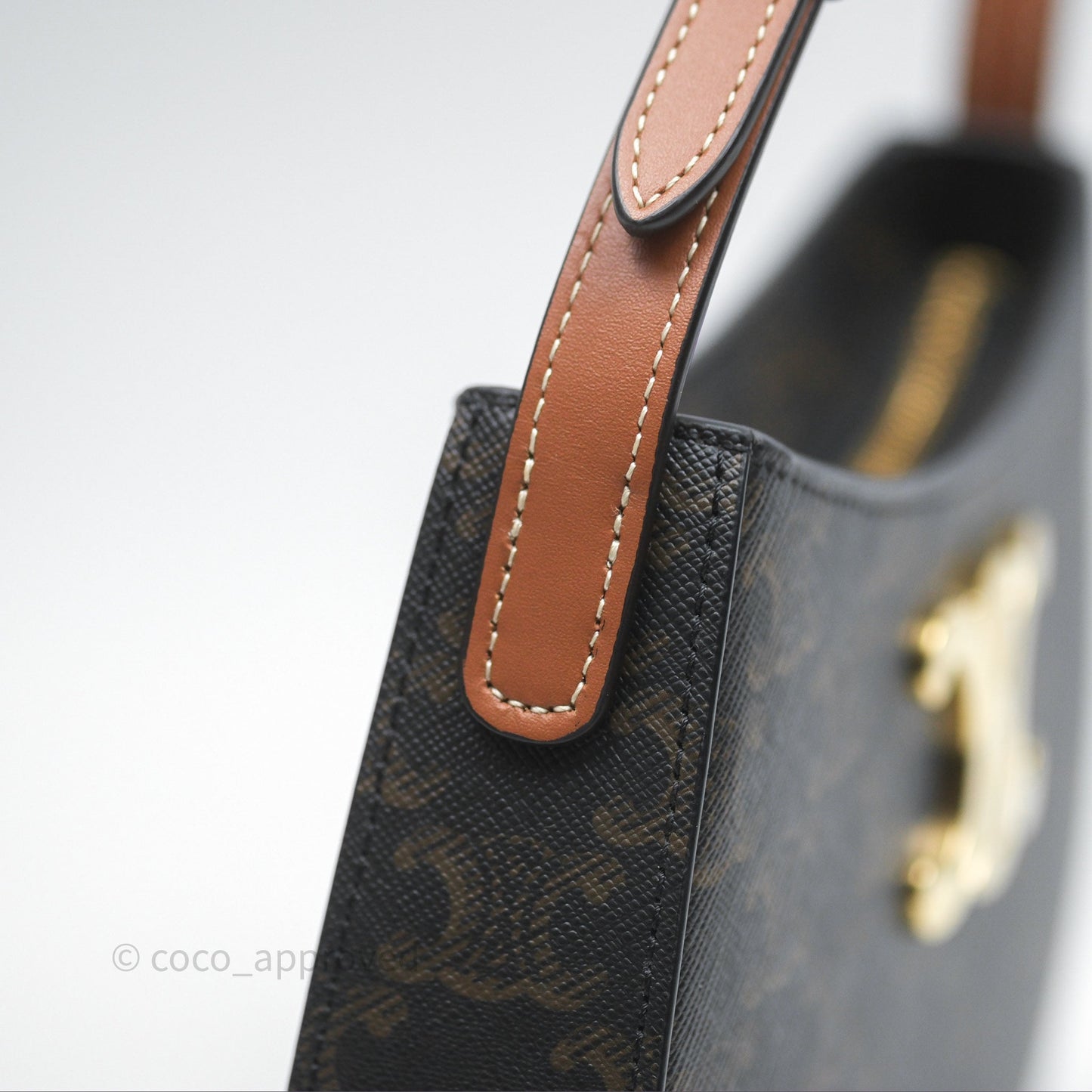 Celine Medium Tilly Bag In Triomphe Canvas and Calfskin Tan