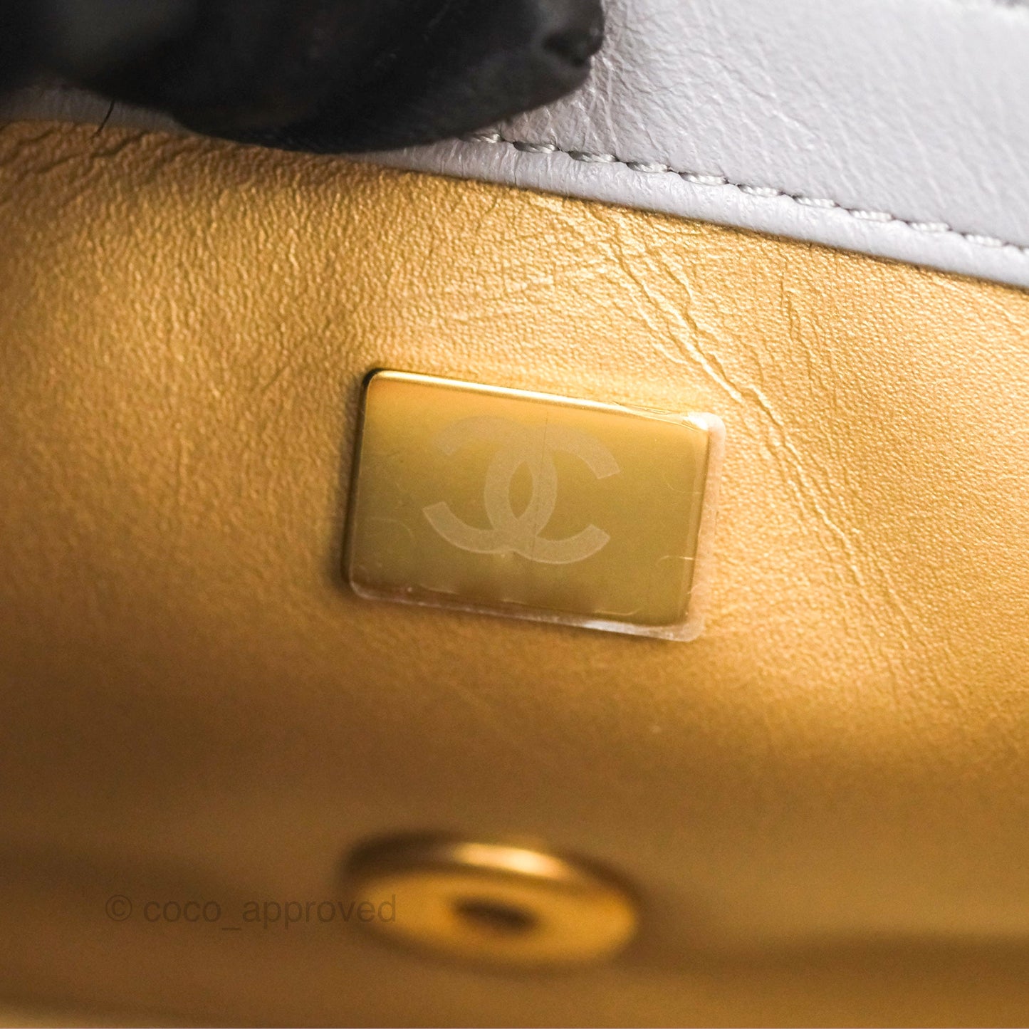 Chanel Pearl Crush Mini Rectangular Grey Lambskin Aged Gold Hardware