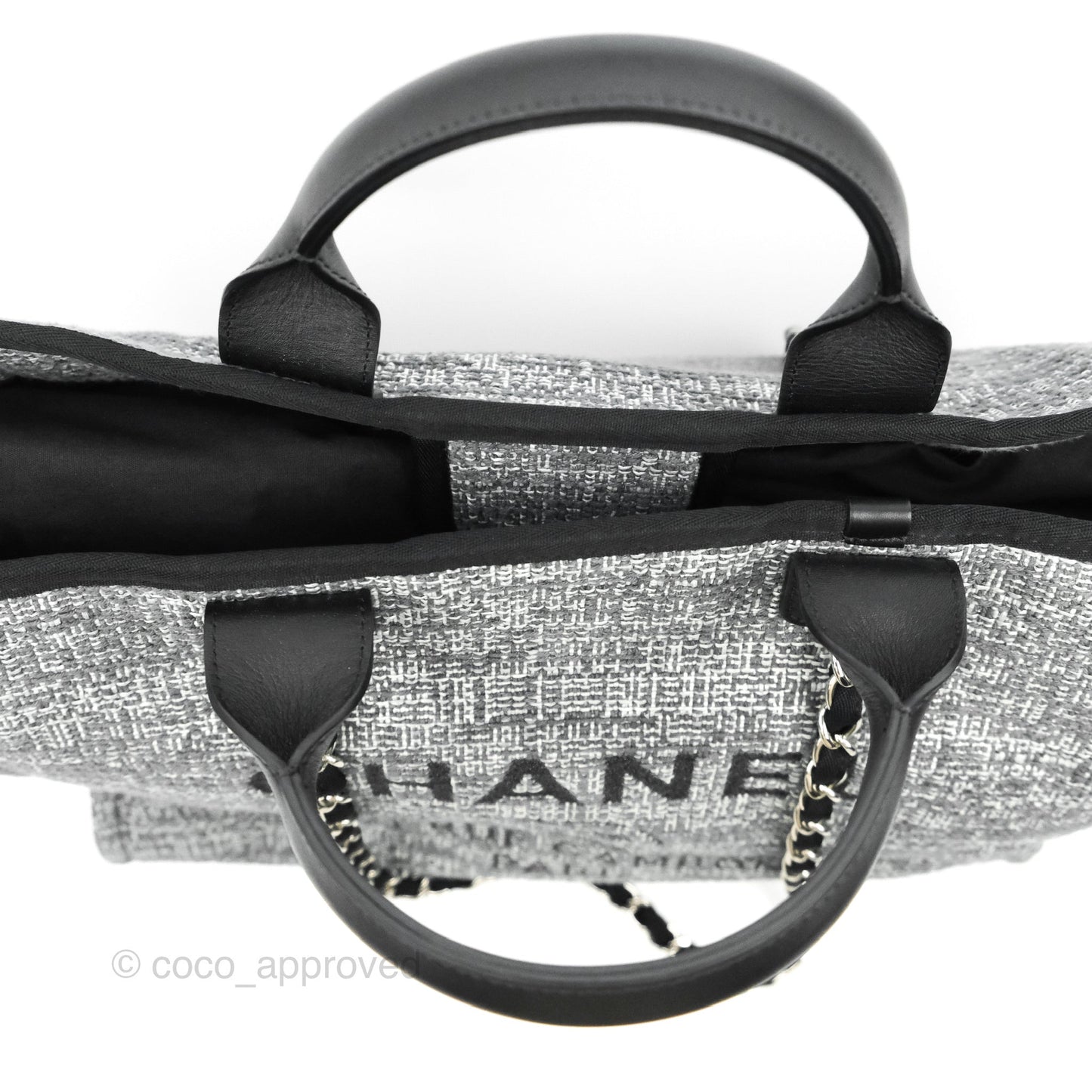 Chanel Large Deauville Charcoal Grey Tweed