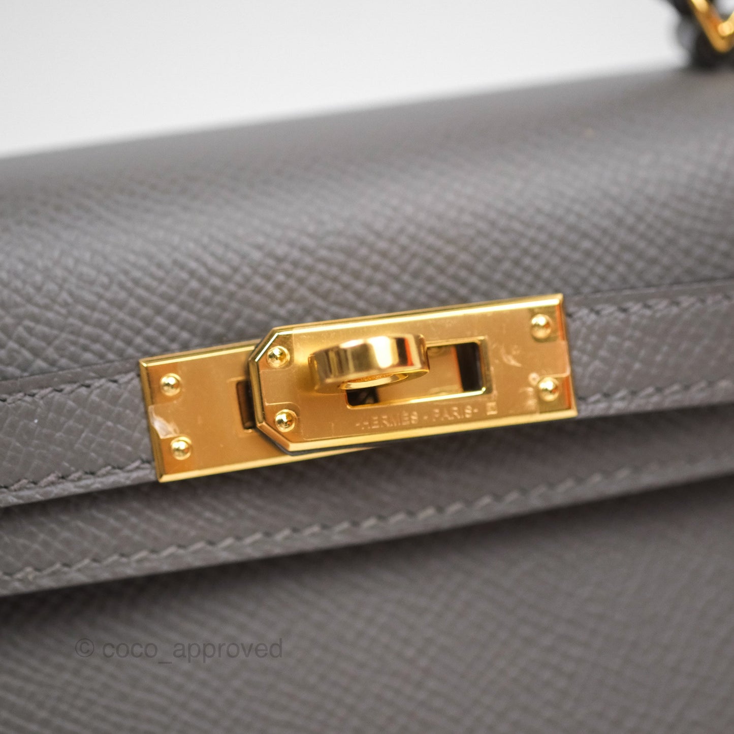 Hermès Mini Kelly II Gris Meyer 0L Epsom Gold Hardware
