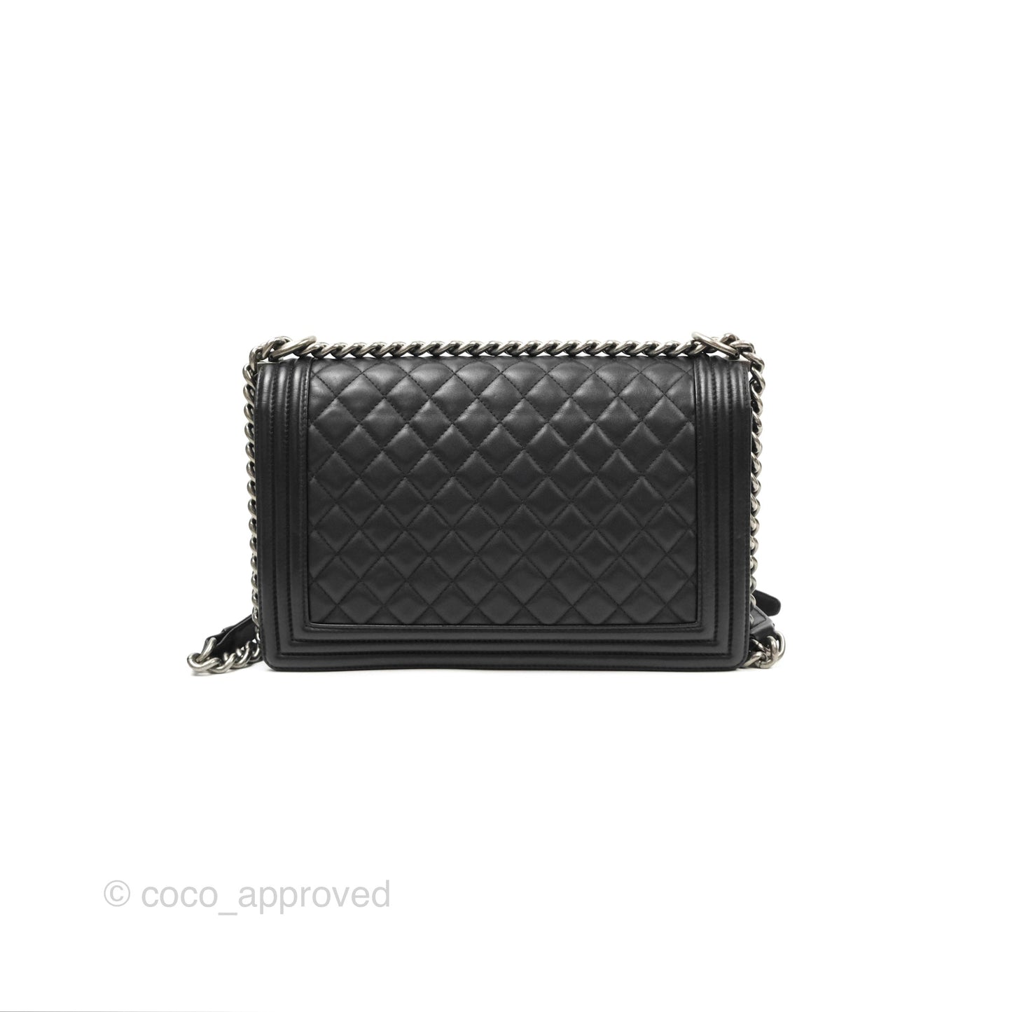 Chanel Quilted New Medium Boy Black Lambskin Ruthenium Hardware