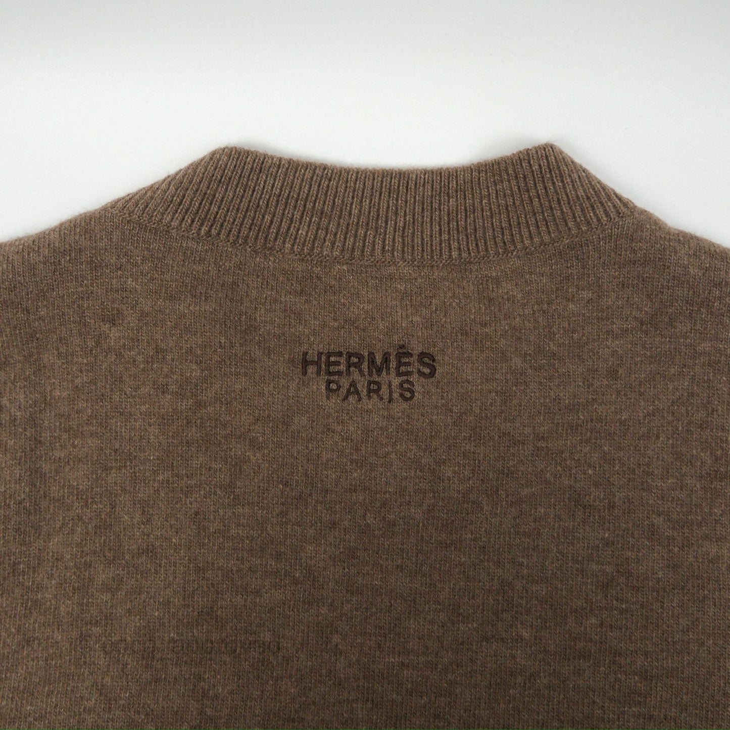 Hermès Les Tambours Gris/ Etoupe Short-Sleeve Sweater Size 36