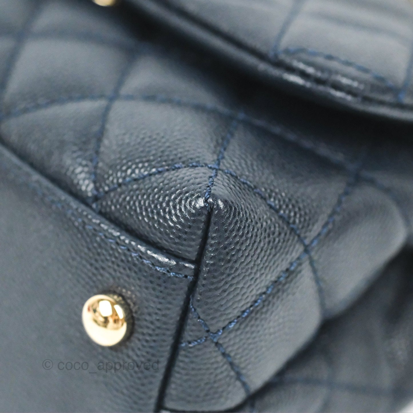 Chanel Mini Coco Handle Quilted Navy Caviar Gold Hardware