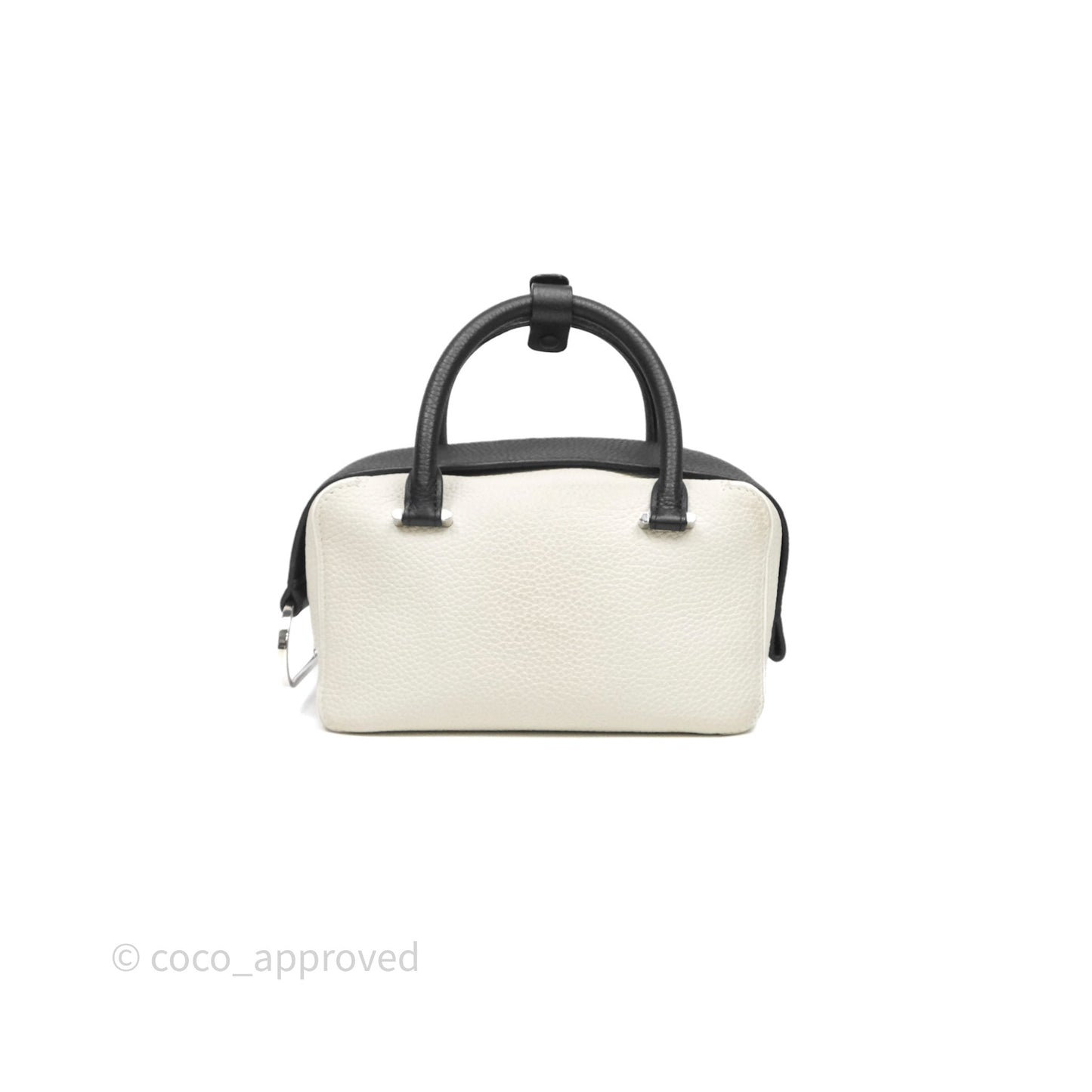 Delvaux Cool Box Mini Taurillon Soft Grained White/Black Calfskin Silver Hardware