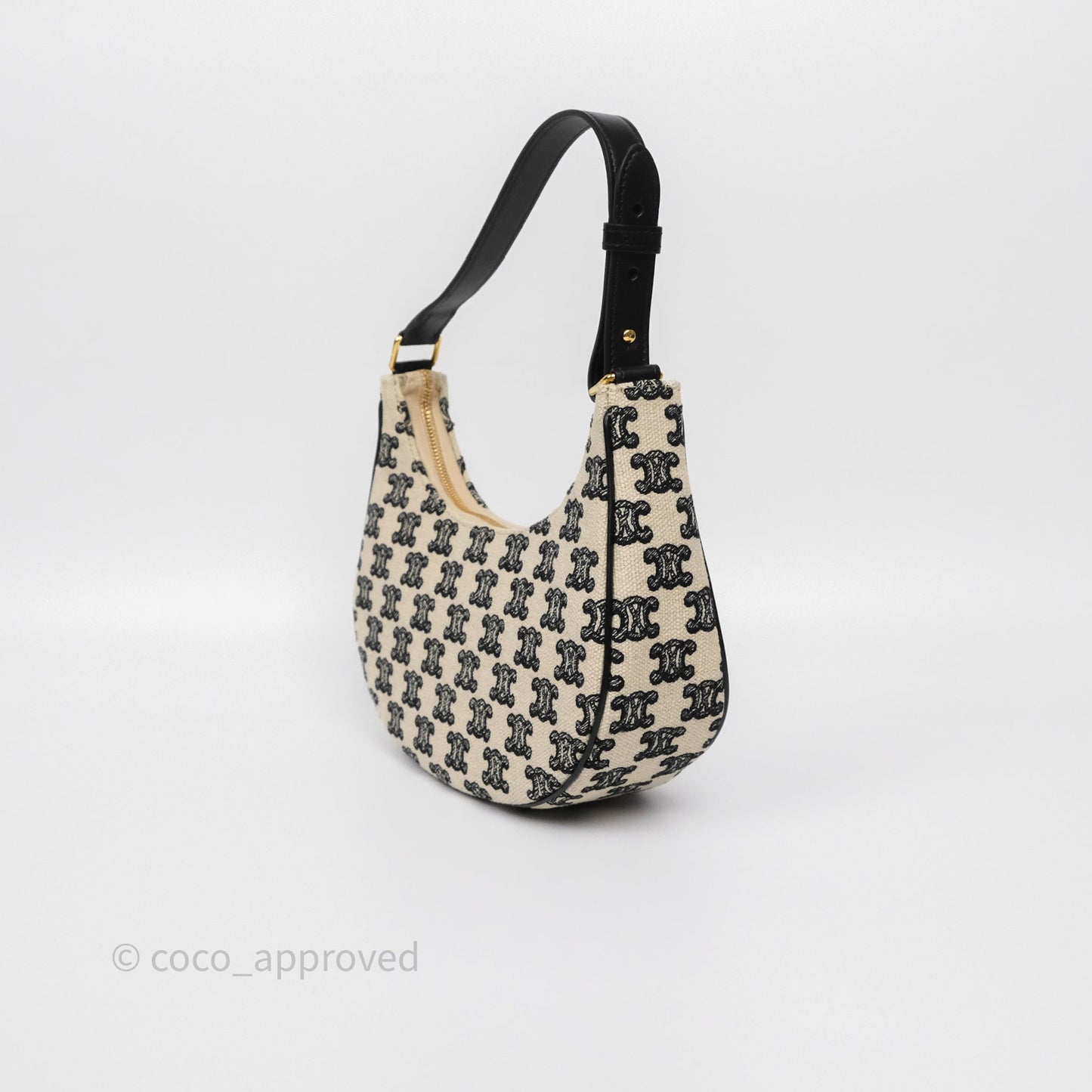 Celine Medium Ava Bag Triomphe Embroidered Black Natural