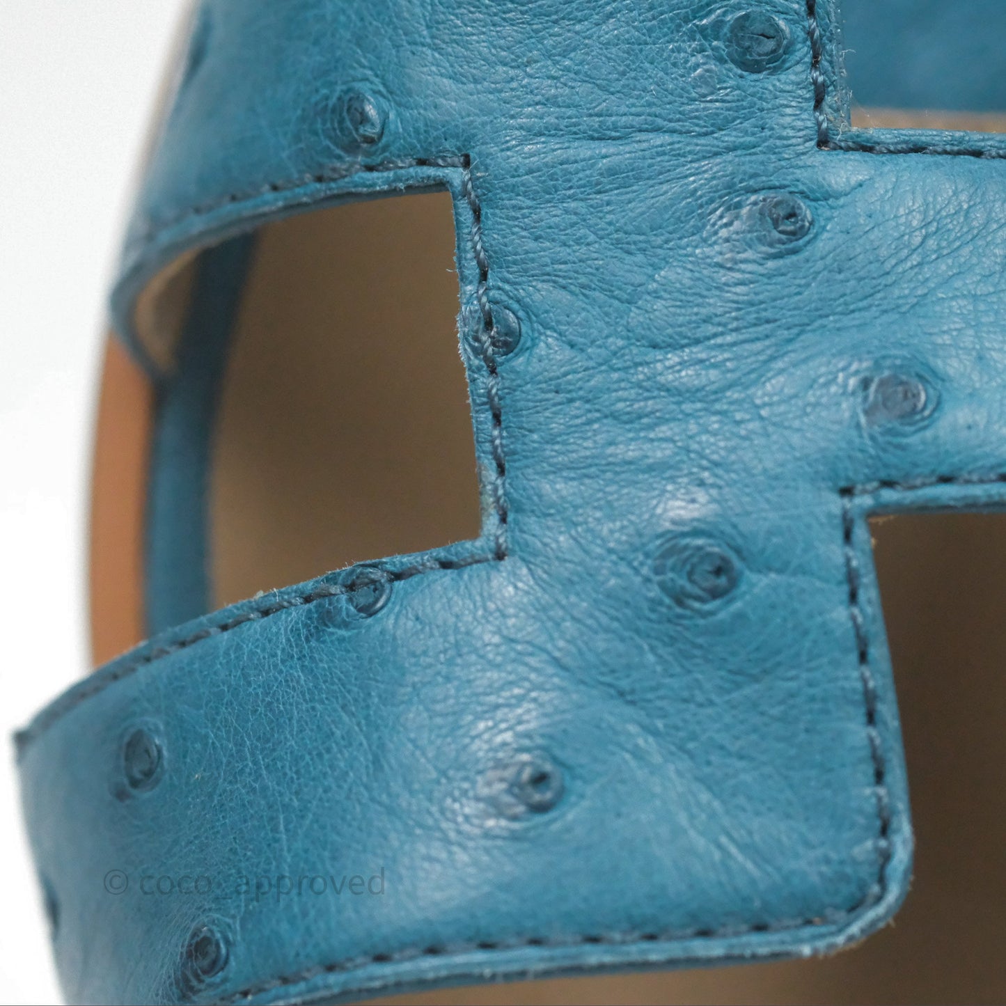 Hermès Oran Sandals in Blue Cobalt Ostrich Size 37