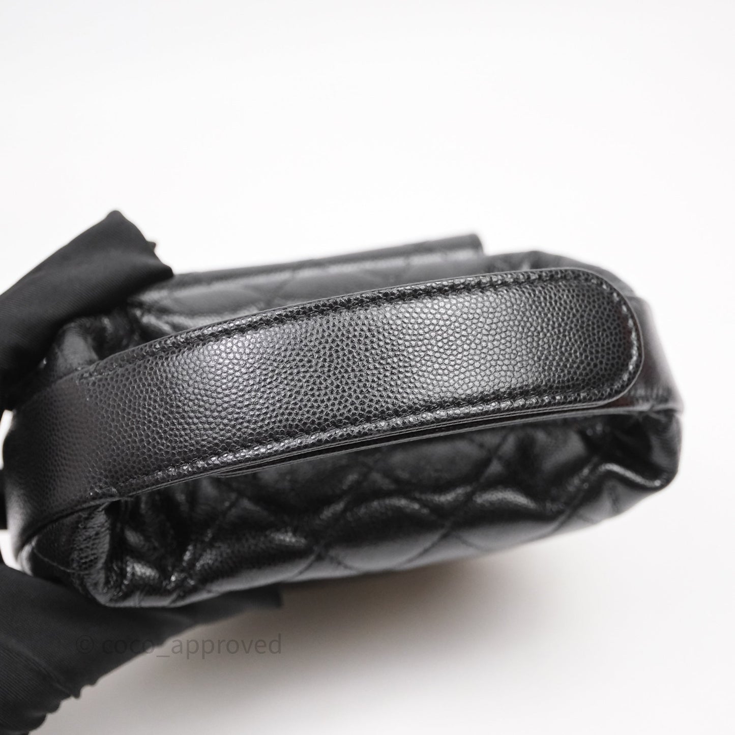 Chanel Quilted Polly Pocket Hobo Bag Caviar Black Gold Hardware