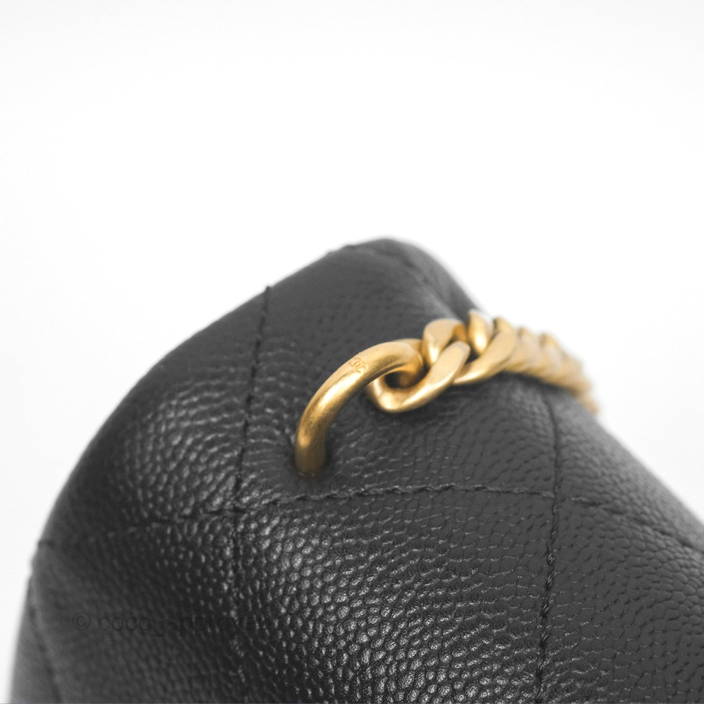 Chanel Large Flap Bag Heart Adjustable Chain Black Caviar Aged Gold Hardware