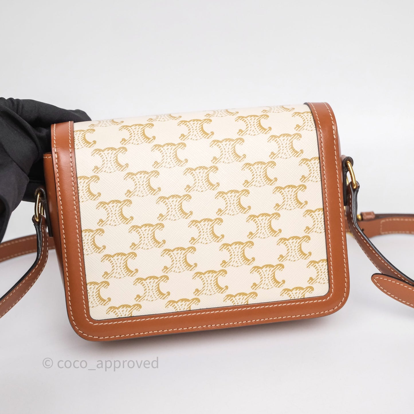 Celine Teen Triomphe Bag Triomphe Canvas Tan Calfskin