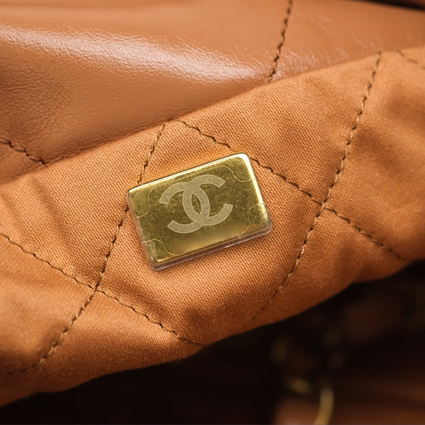 Chanel 22 Small Beige Shiny Calfskin Aged Gold Hardware