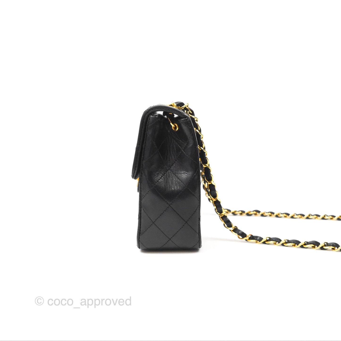 Chanel Vintage Square Flap Bag Black Lambskin 24K Gold Hardware