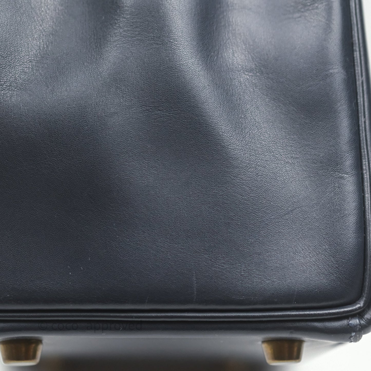 Hermès Vintage Kelly 28 Retourn Navy Box Leather Gold Hardware
